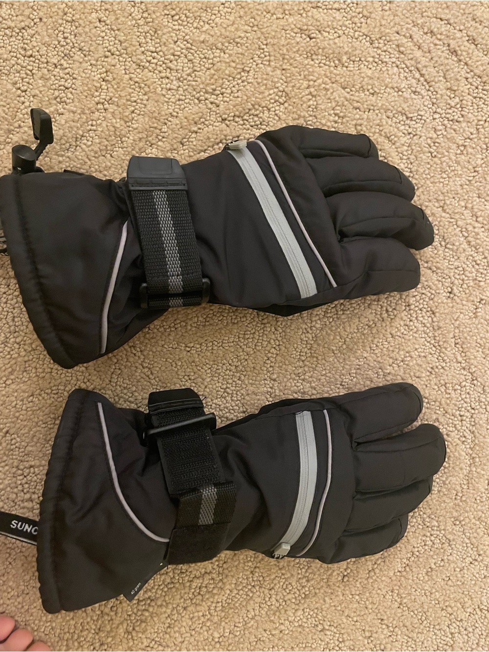 SUNCOO Black Winter Ski Gloves with Reflective Trim